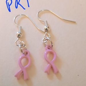 Breast Cancer Pink Ribbon Earrings